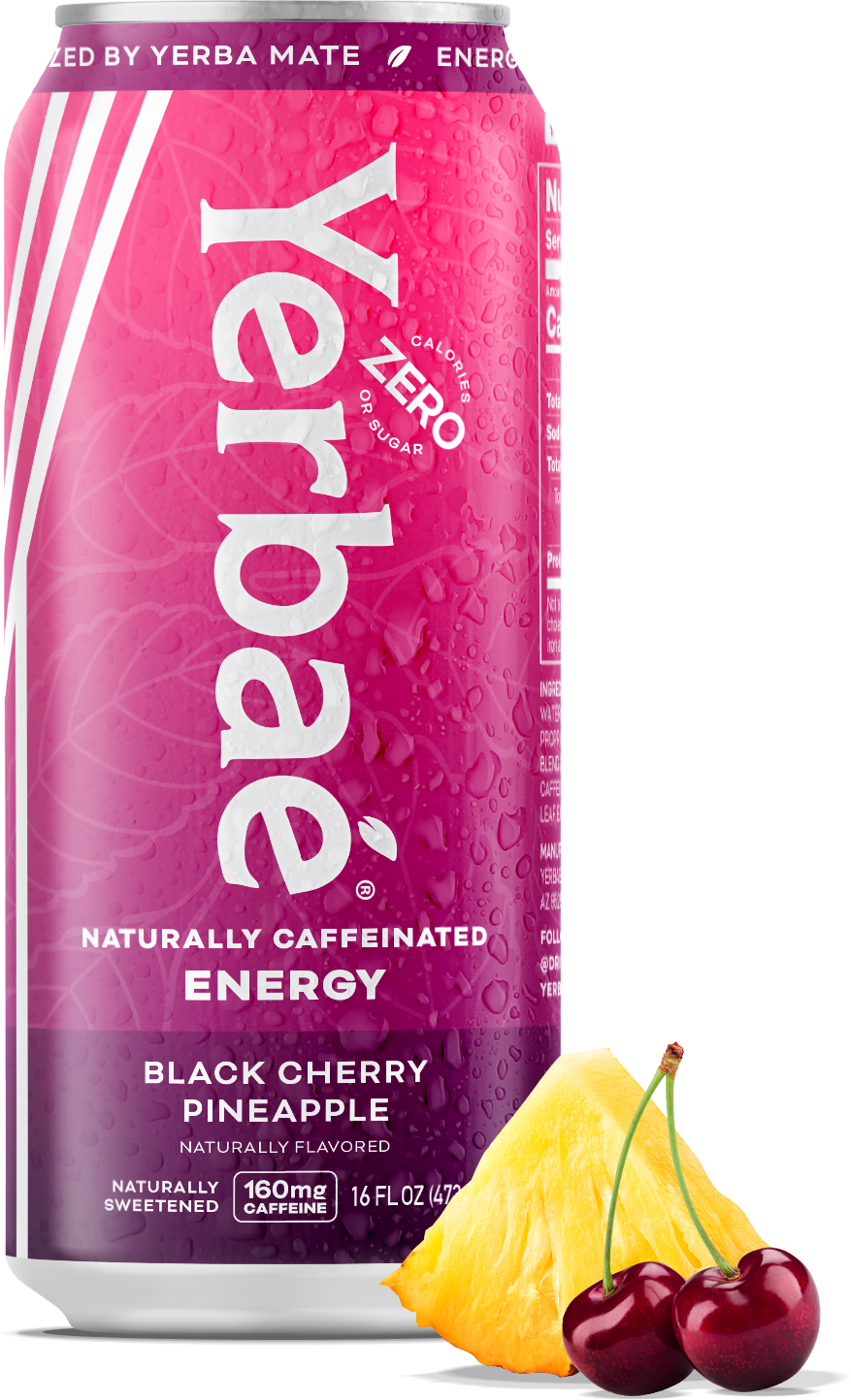Yerbae Naturally Caffeinated Energy with Yerba Mate, Whole 30 Keto Diet  (Black Cherry Pineapple)